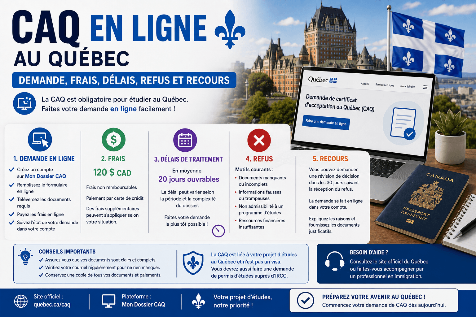 Infographie de la demande de CAQ en ligne au Québec