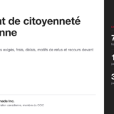 Bandeau du guide sur le certificat de citoyenneté canadienne, avec les frais de 75 dollars, le critère de 1 095 jours et le délai de 30 jours pour contester