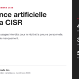 Bandeau de l'article sur l'avis de pratique de la CISR concernant l'utilisation de l'intelligence artificielle, en vigueur le 7 septembre 2026, avec quatre sections visées, trois usages interdits et cinq mesures possibles.